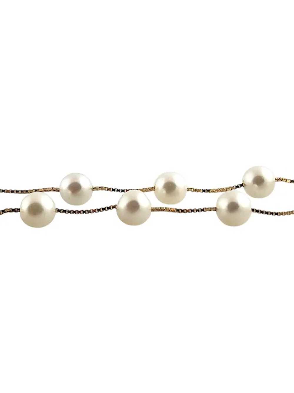 14 Karat Yellow Gold Floating Pearl Chain Necklac… - image 3