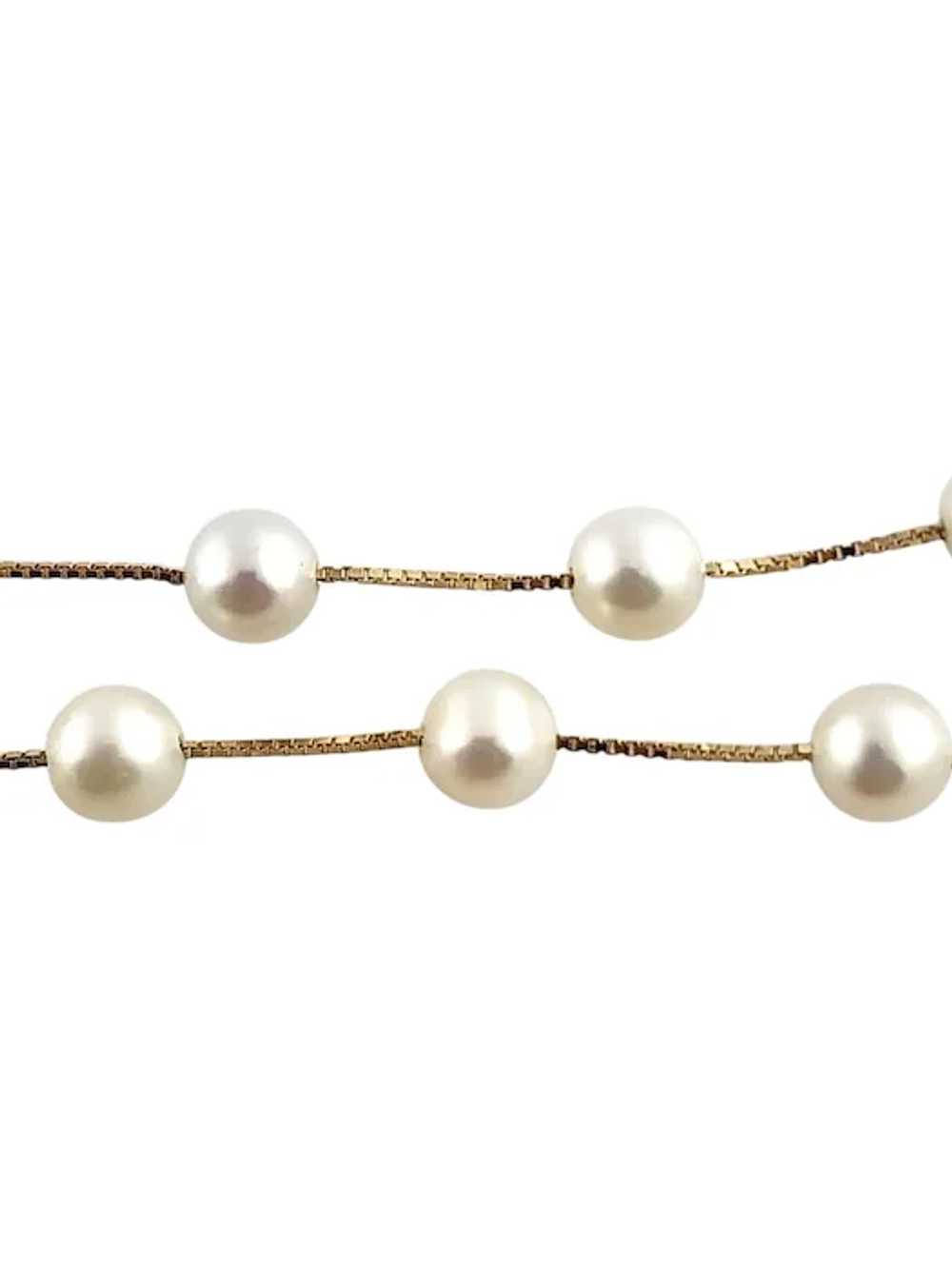 14 Karat Yellow Gold Floating Pearl Chain Necklac… - image 6