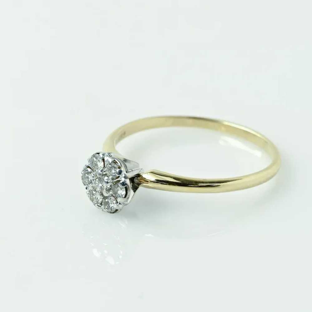 Diamond Cluster "Solitaire" Yellow Gold Ring - image 4