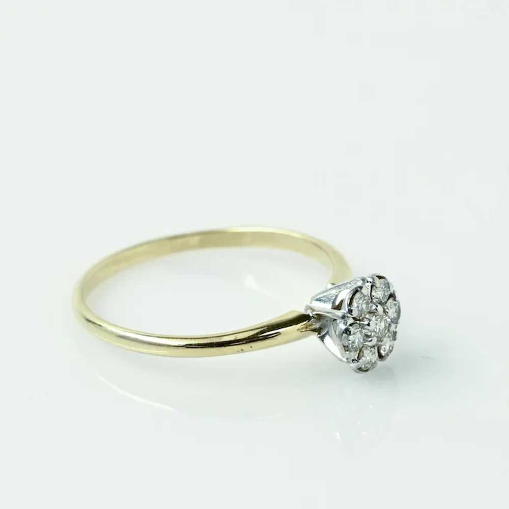 Diamond Cluster "Solitaire" Yellow Gold Ring - image 5