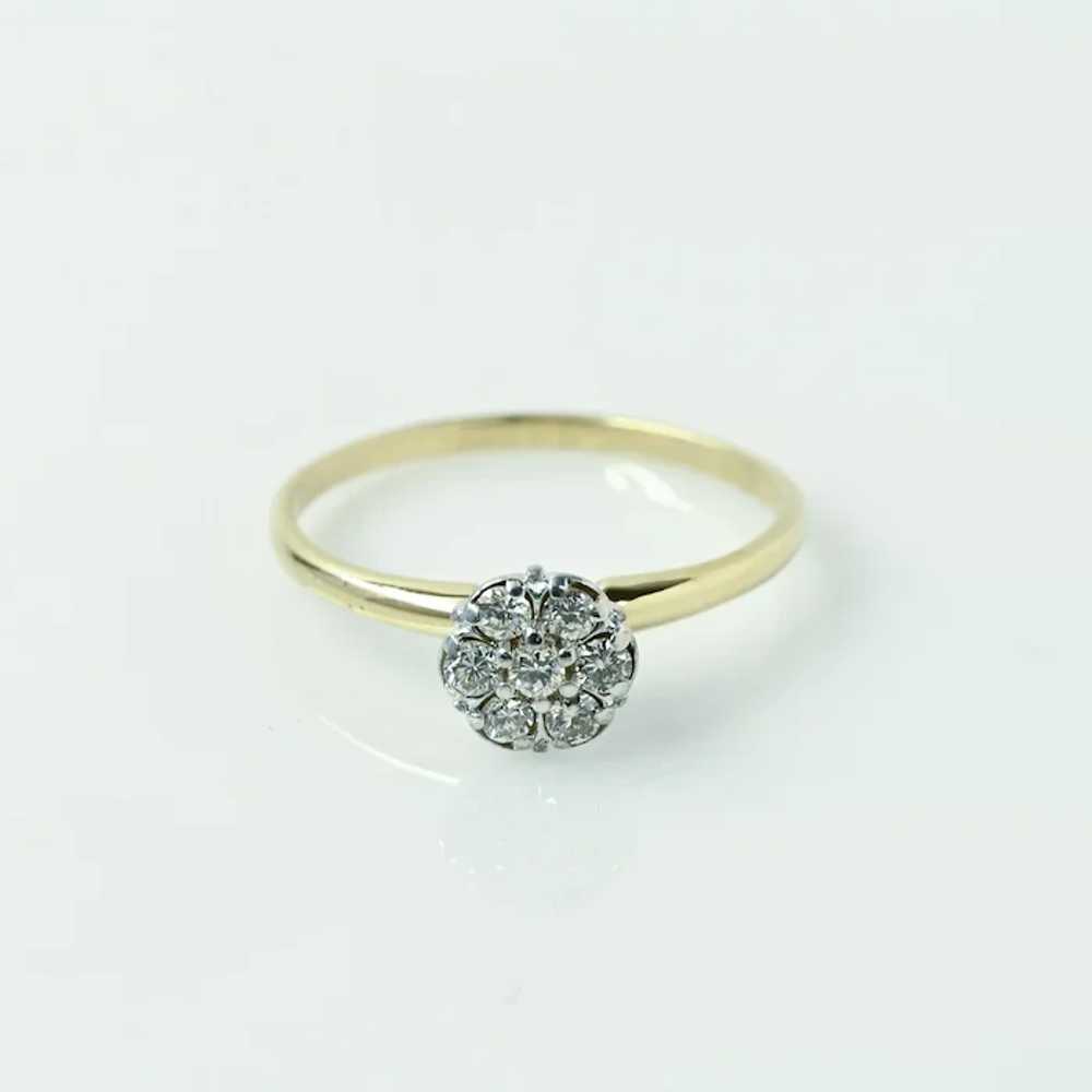 Diamond Cluster "Solitaire" Yellow Gold Ring - image 7