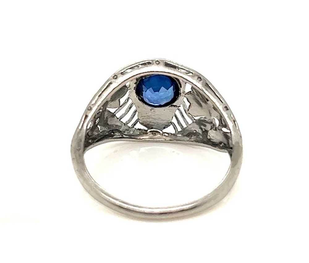 Art Deco Natural Sapphire Ring 1/2ct Flowers Plat… - image 6