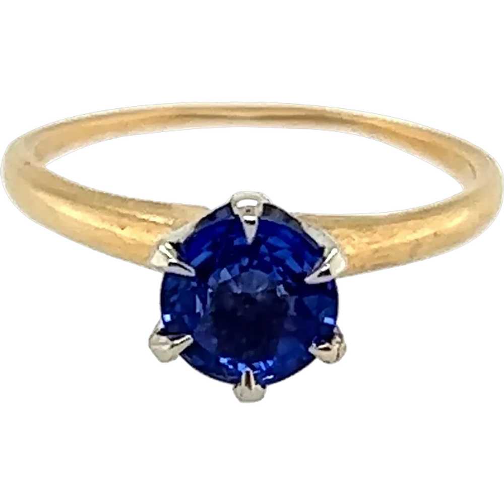 Art Deco Sapphire Ring .86ct Round Solitaire Orig… - image 1