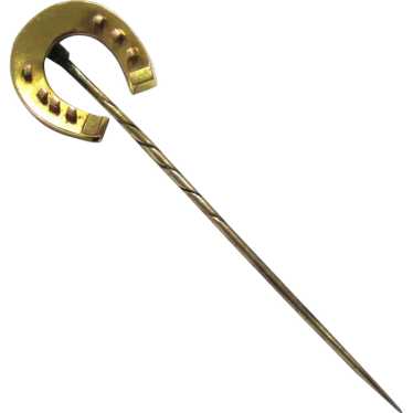 18 Carat Gold Cravat or Stick Pin in Horseshoe-fo… - image 1