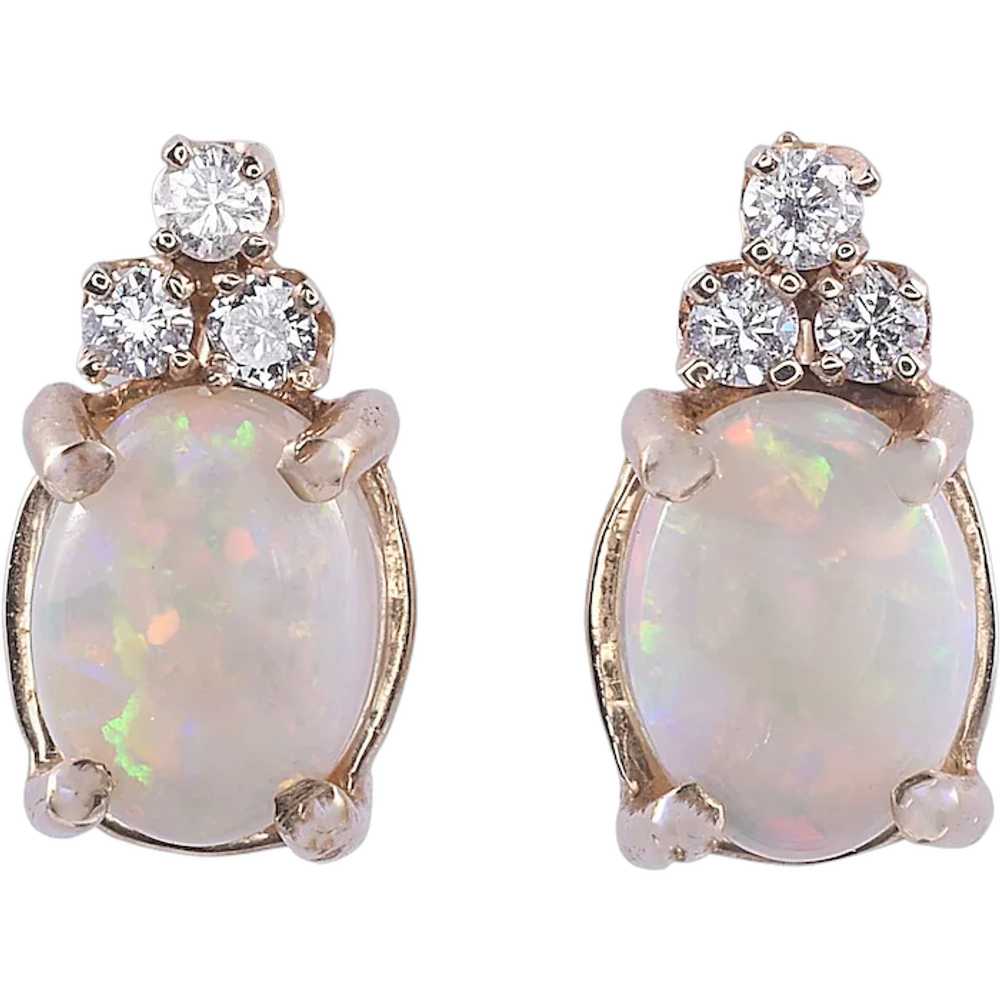 Opal & Diamond Post Earrings - image 1