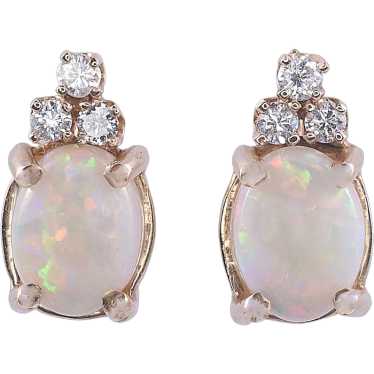 Opal & Diamond Post Earrings - image 1