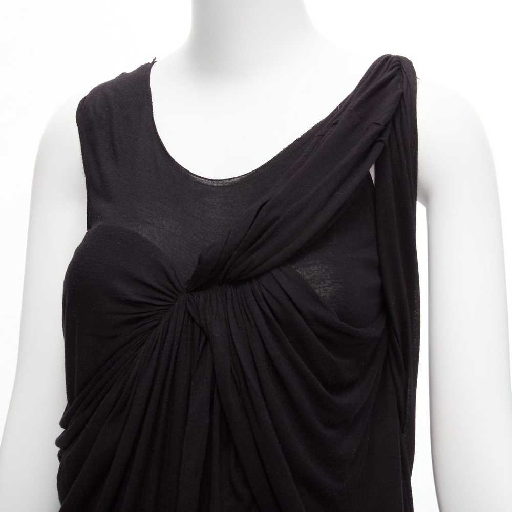 Lanvin LANVIN black asymmetric draped bust scoop … - image 2