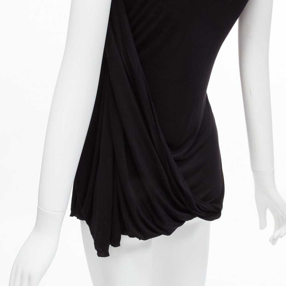 Lanvin LANVIN black asymmetric draped bust scoop … - image 7