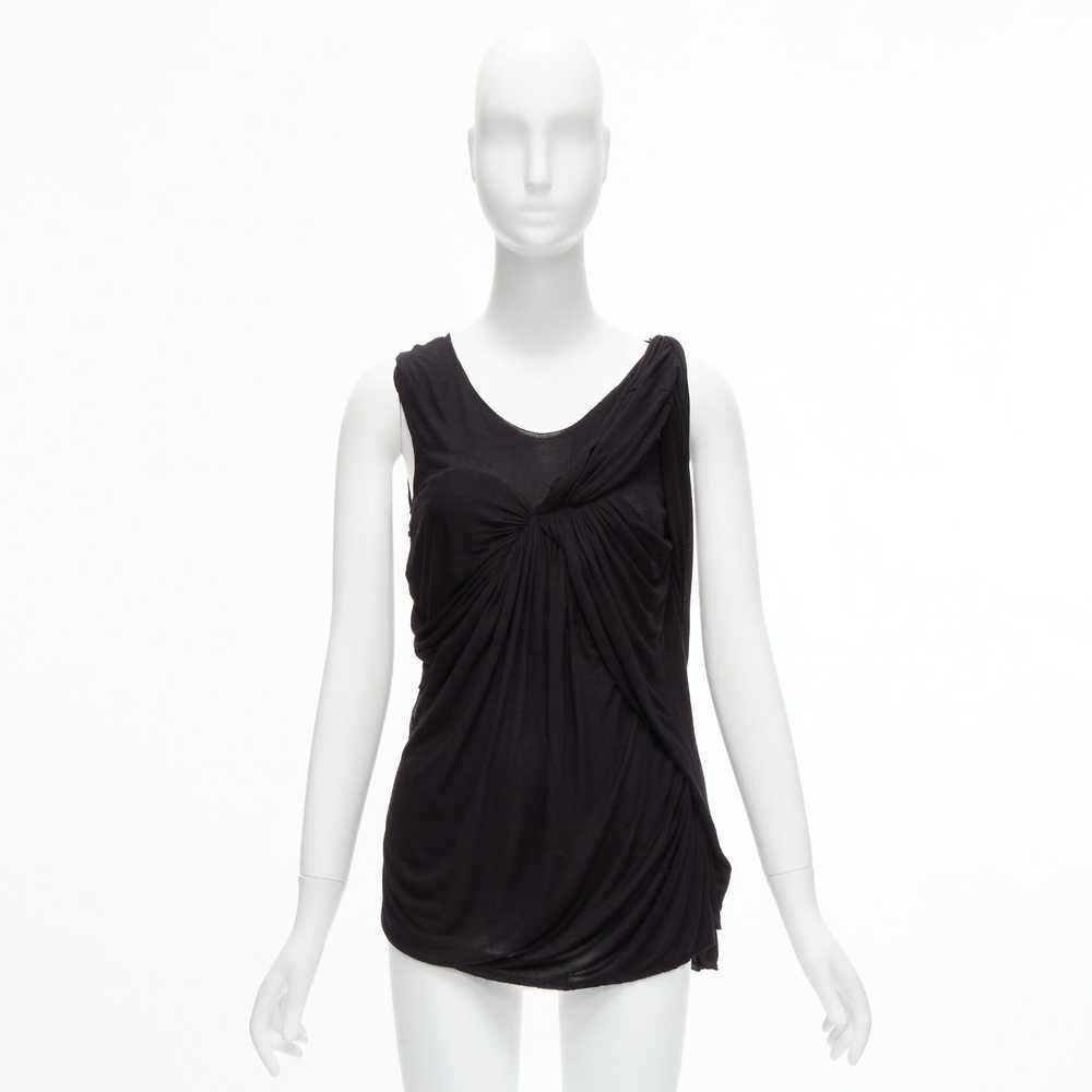 Lanvin LANVIN black asymmetric draped bust scoop … - image 9