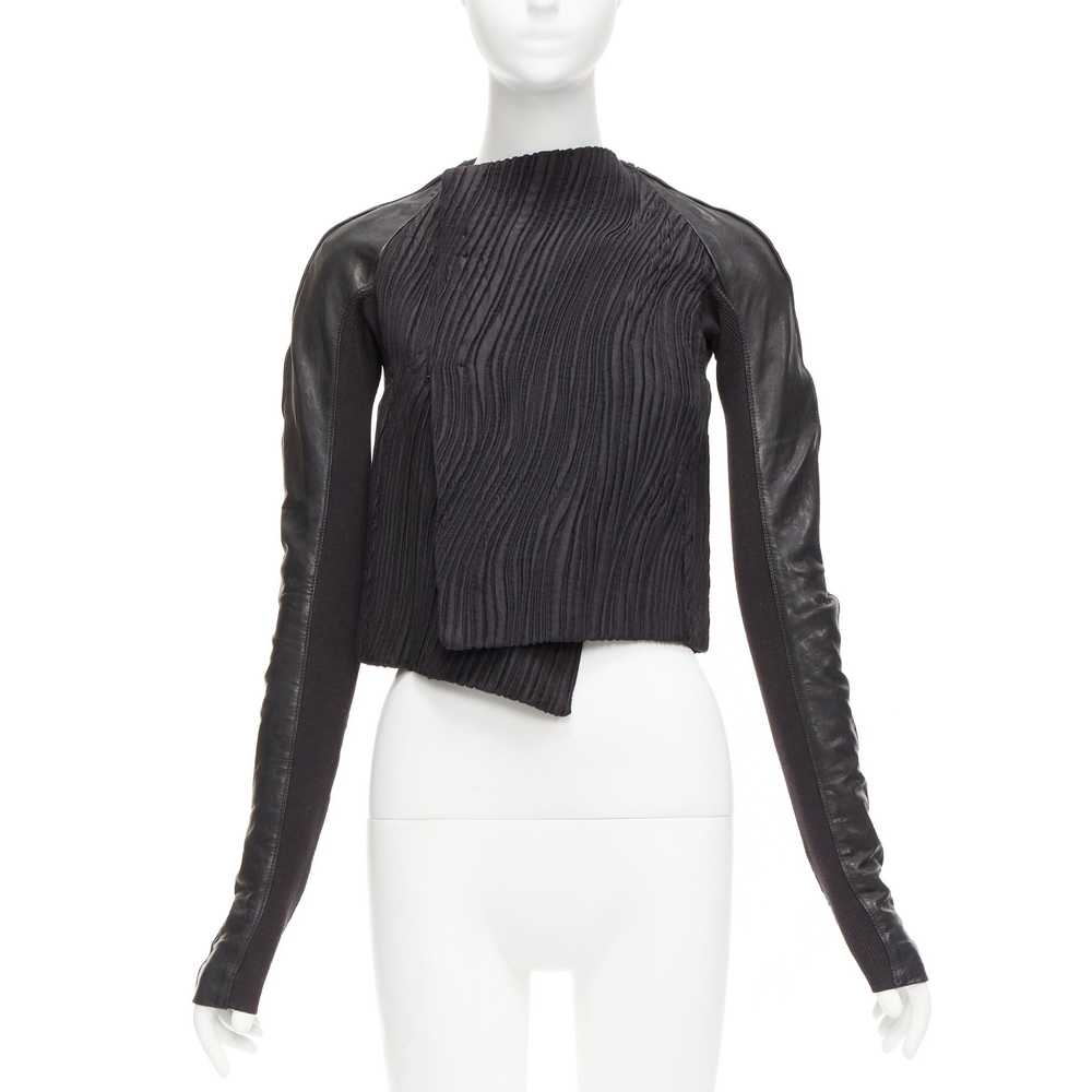 Rick Owens RICK OWENS black leather sleeves textu… - image 1