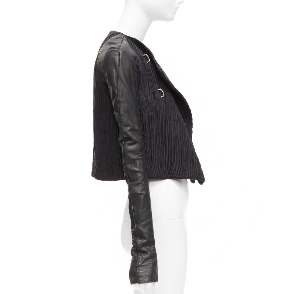 Rick Owens RICK OWENS black leather sleeves textu… - image 5