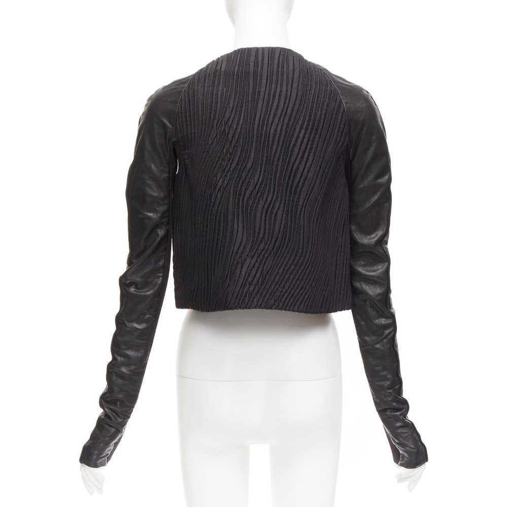 Rick Owens RICK OWENS black leather sleeves textu… - image 6