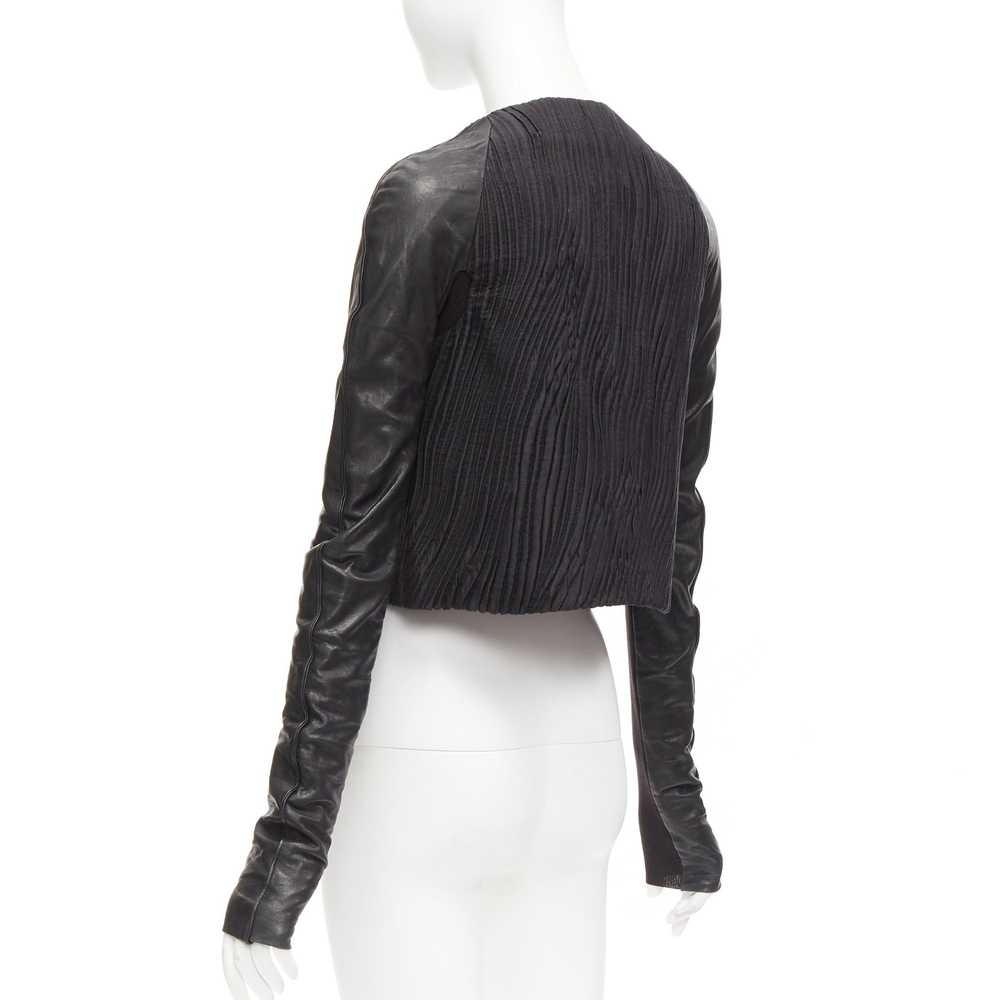 Rick Owens RICK OWENS black leather sleeves textu… - image 7