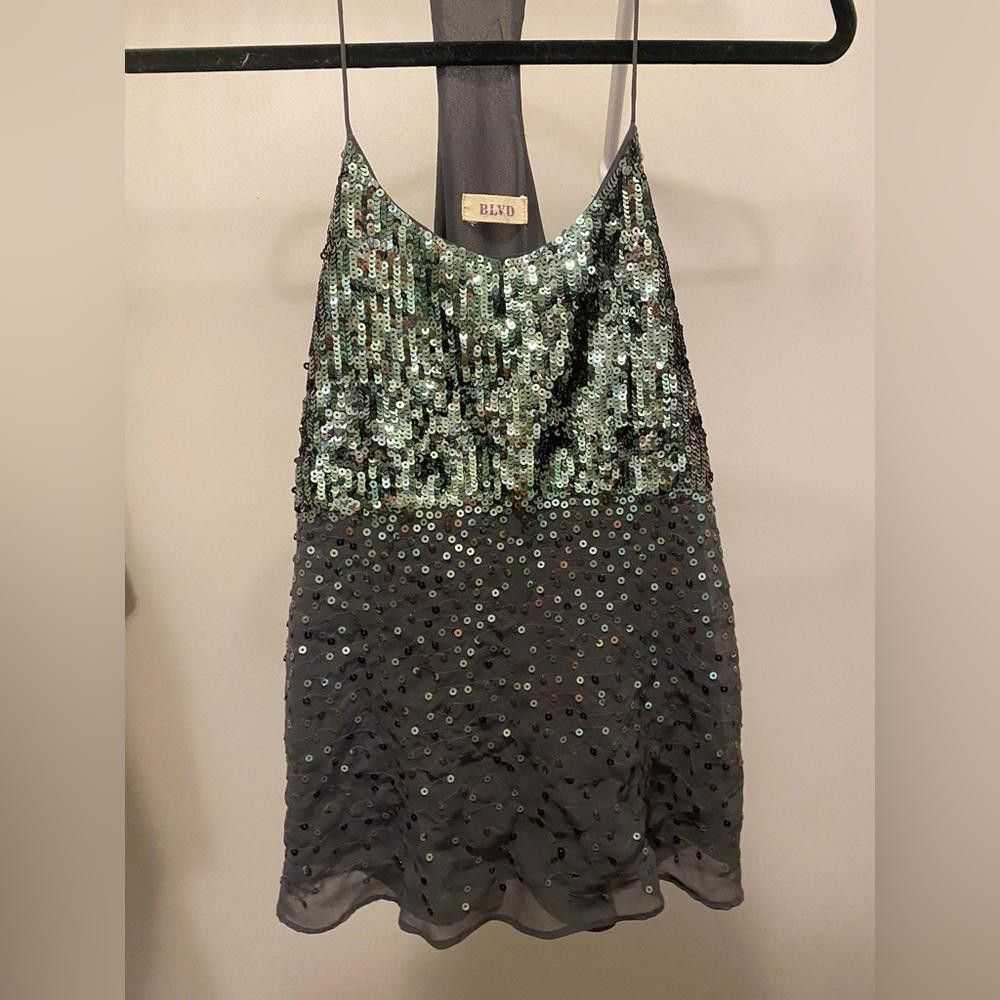 Blvd Gray Sequin Tank - image 1