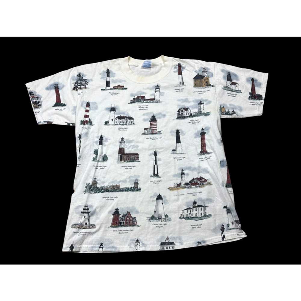 Gildan VTG 90’s American Lighthouse All Over Prin… - image 1