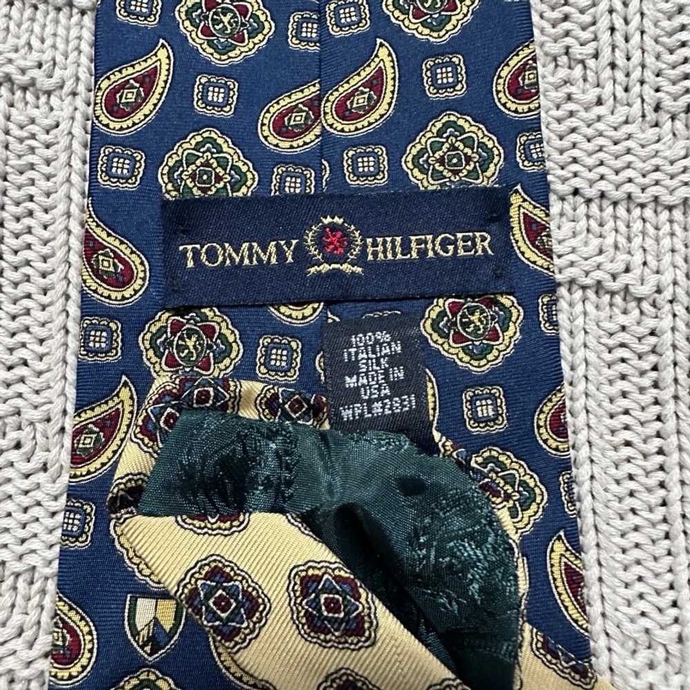 Vintage Tommy Hilfiger navy paisley silk tie - image 4