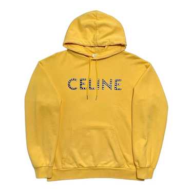 Celine Studded Logo Hooded Sweatshirt Yellow