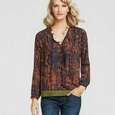 Cabi Border Wrap Python Print Blouse In Orange & … - image 1
