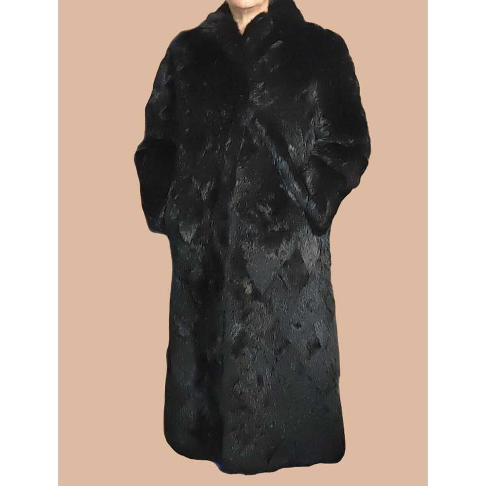 Vintage Black Rabbit Fur Coat Vintage Plantation … - image 1