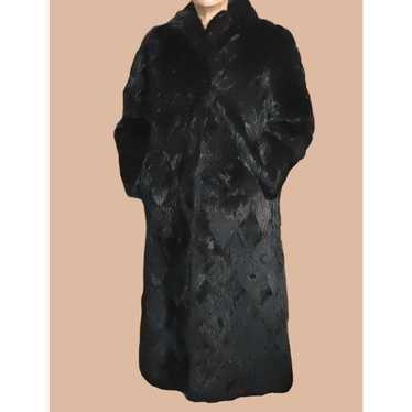 Vintage Black Rabbit Fur Coat Vintage Plantation … - image 1