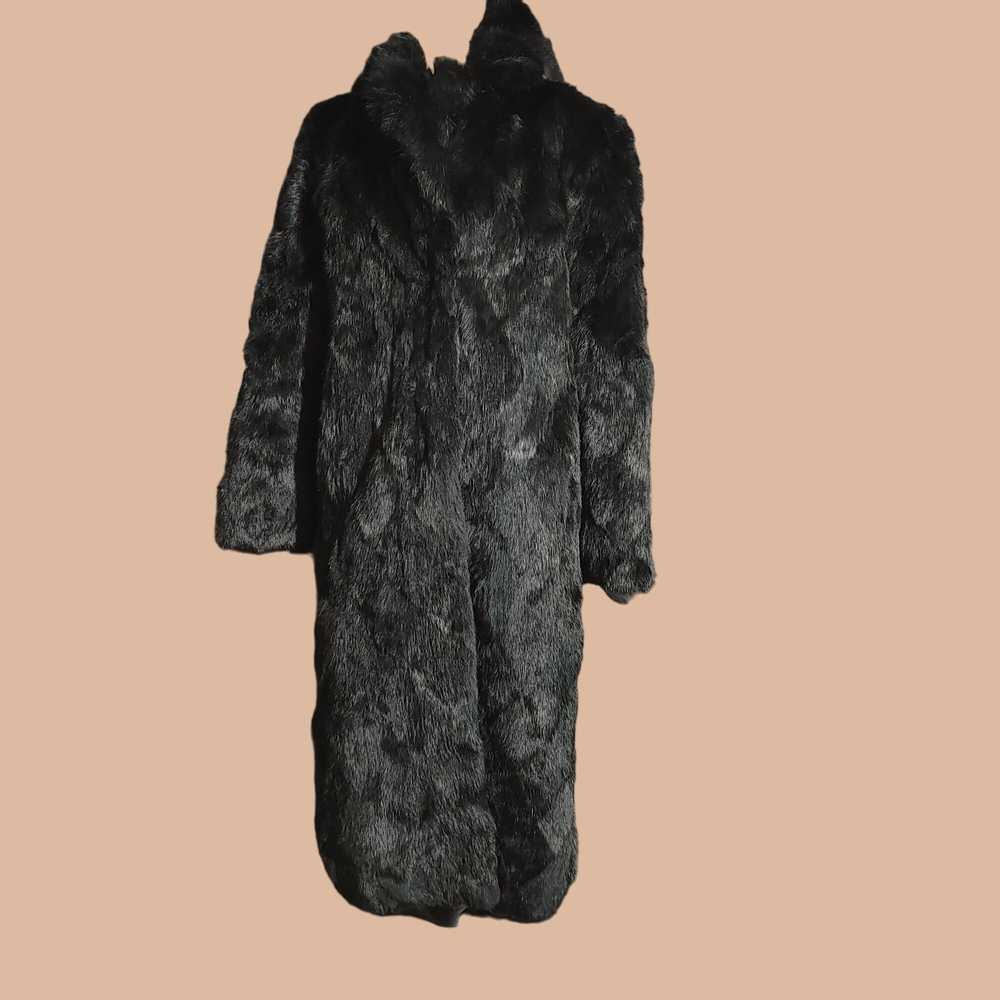 Vintage Black Rabbit Fur Coat Vintage Plantation … - image 4