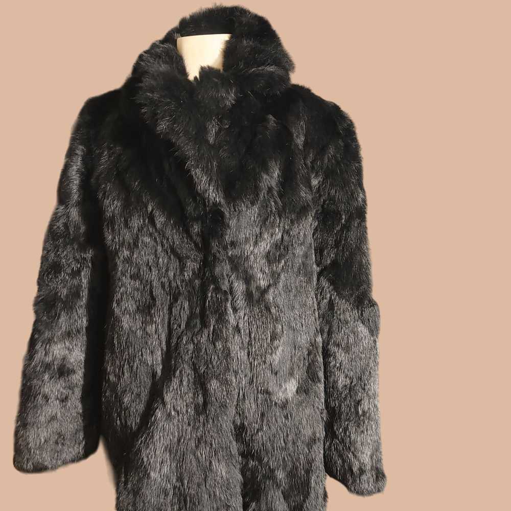 Vintage Black Rabbit Fur Coat Vintage Plantation … - image 5