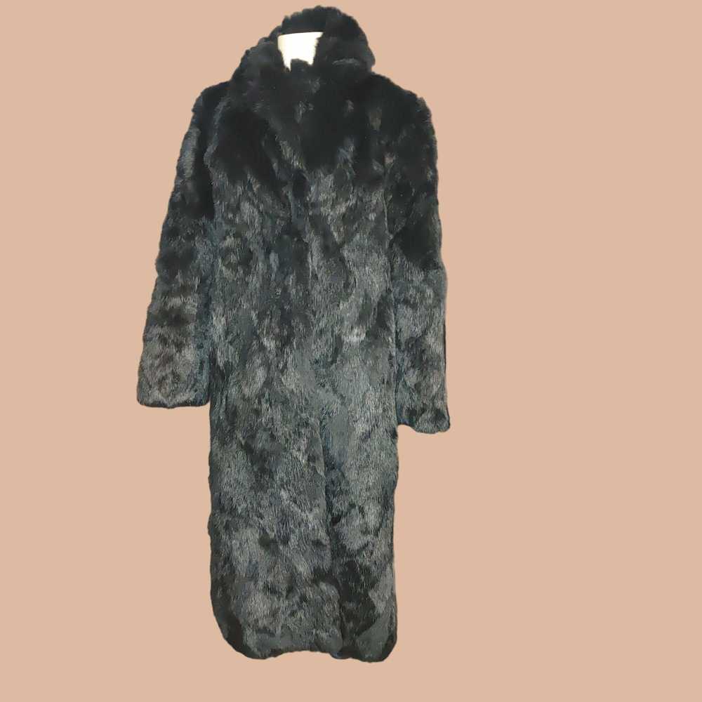 Vintage Black Rabbit Fur Coat Vintage Plantation … - image 6