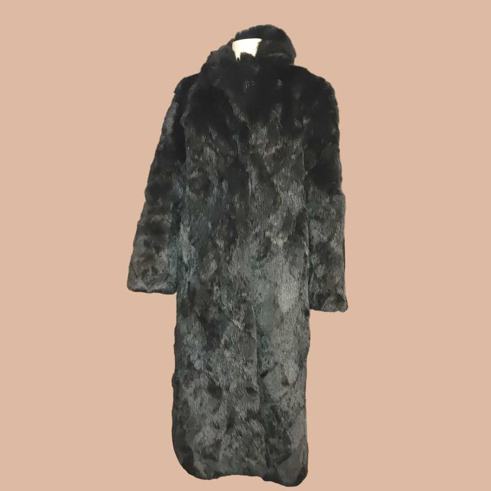 Vintage Black Rabbit Fur Coat Vintage Plantation … - image 8