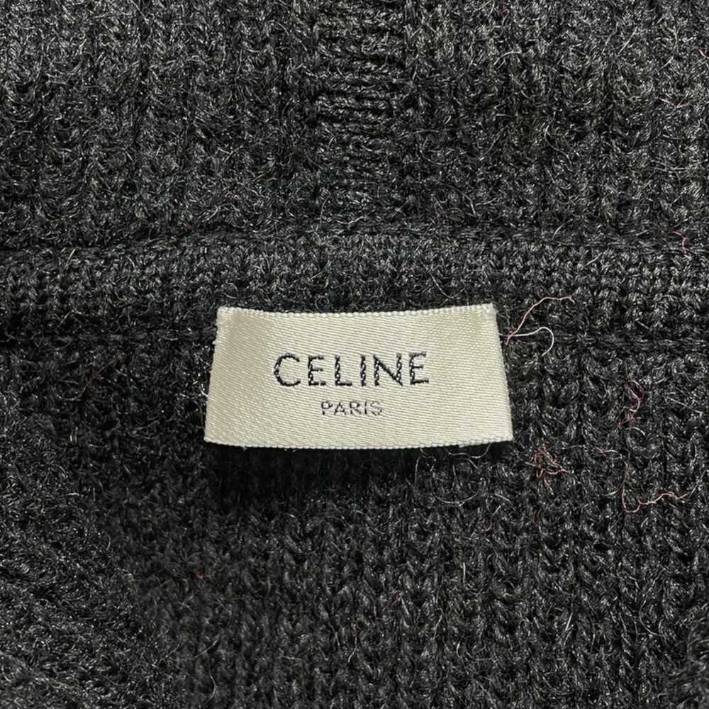 Celine Wool Knitted Logo Hooded Sweatshirt Black - image 4