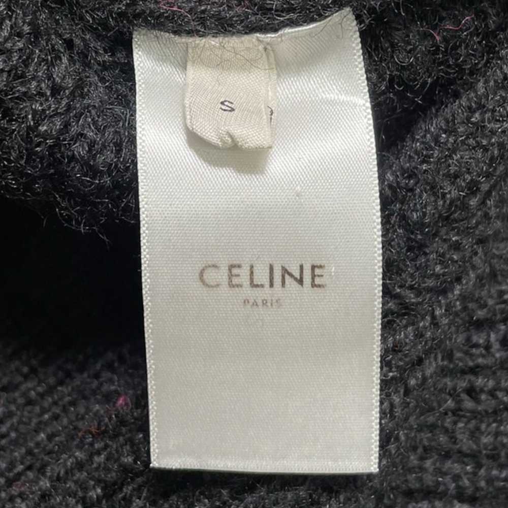 Celine Wool Knitted Logo Hooded Sweatshirt Black - image 5