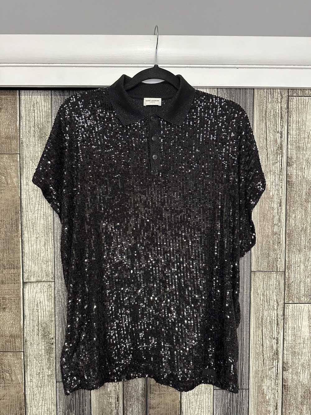 Saint Laurent Paris Oversized Sequin Polo - image 1