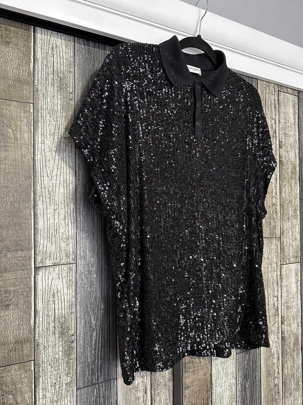 Saint Laurent Paris Oversized Sequin Polo - image 2