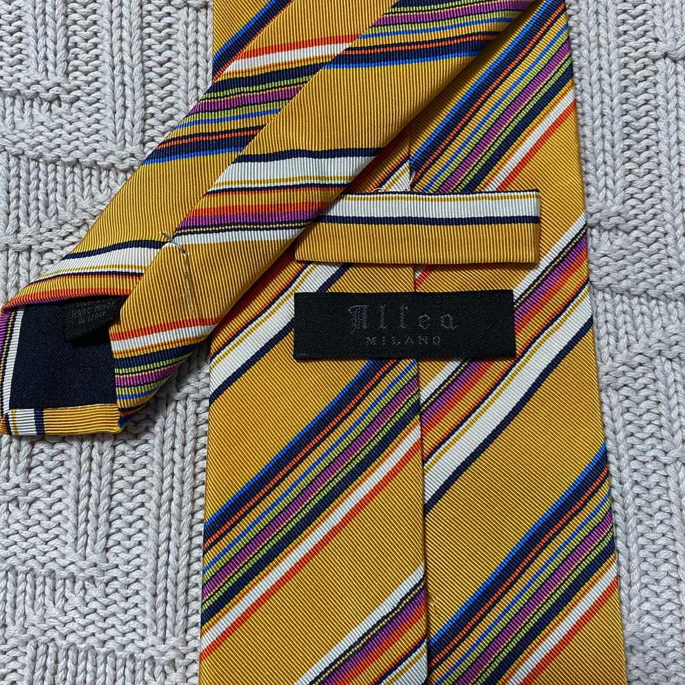 Altea Altea yellow striped silk tie - image 3