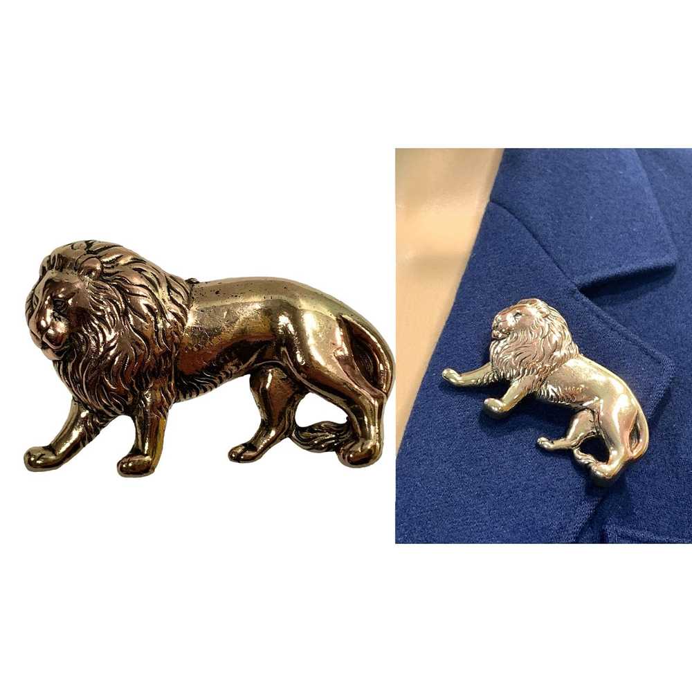 Vintage Vintage Large Gold Tone Lion Pin | Figura… - image 1