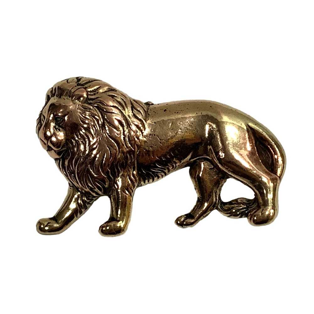 Vintage Vintage Large Gold Tone Lion Pin | Figura… - image 2