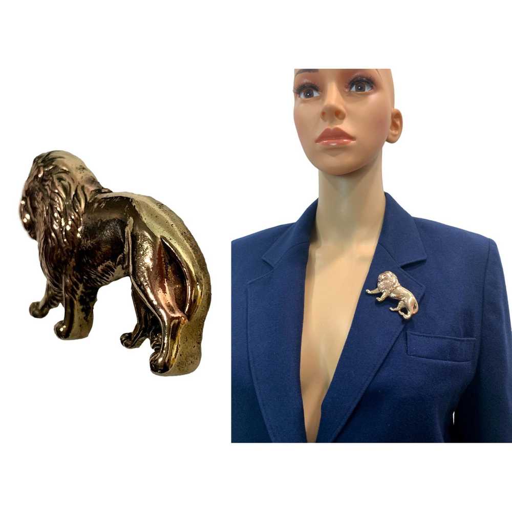 Vintage Vintage Large Gold Tone Lion Pin | Figura… - image 7