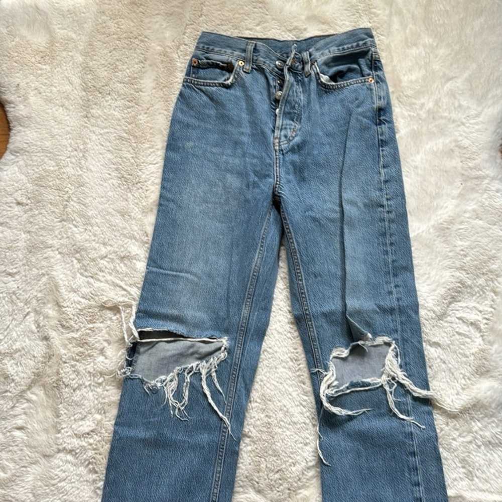 Topshop High rise Distressed Straight Jeans - image 2