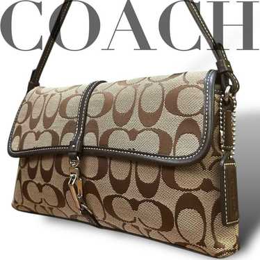 COACH Accessory Pouch Handbag Signature Canvas Le… - image 1