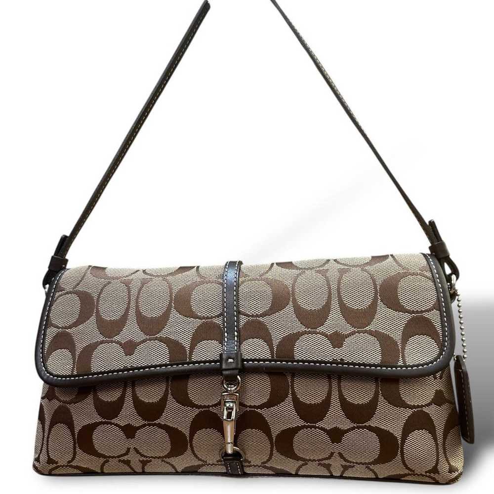 COACH Accessory Pouch Handbag Signature Canvas Le… - image 2