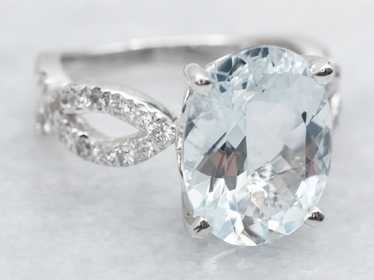 Modern Aquamarine and Looping Diamond Cocktail Ri… - image 1