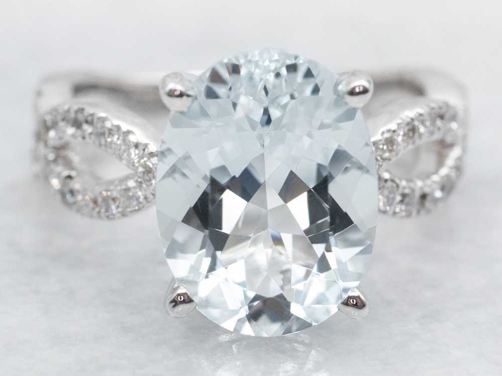 Modern Aquamarine and Looping Diamond Cocktail Ri… - image 2