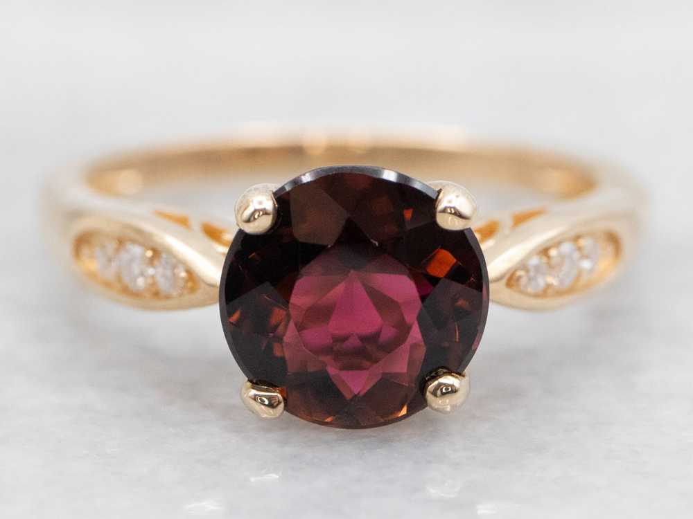 Modern Gold Red Tourmaline and Diamond Ring - image 1