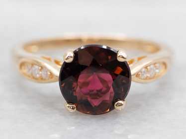 Modern Gold Red Tourmaline and Diamond Ring - image 1