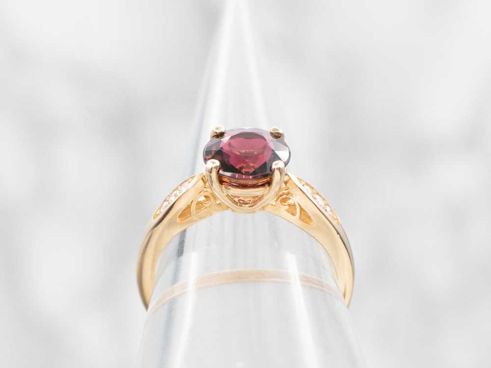 Modern Gold Red Tourmaline and Diamond Ring - image 3