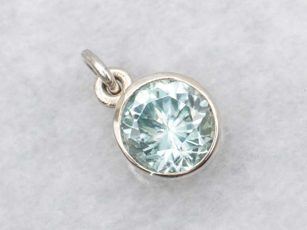 Bezel Set Round Blue Zircon Solitaire Pendant - image 1