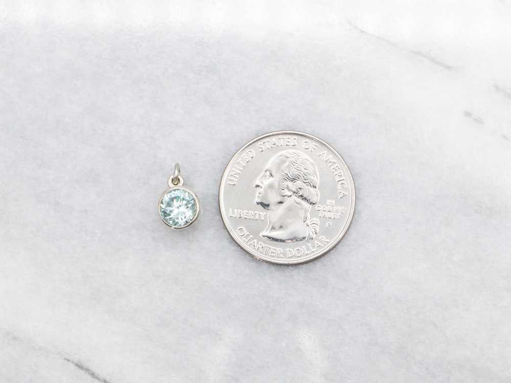 Bezel Set Round Blue Zircon Solitaire Pendant - image 3