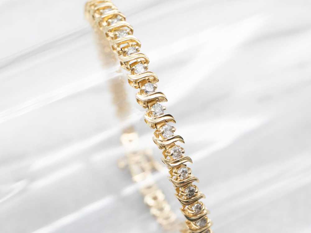 Modern Gold Diamond Tennis Bracelet - image 1