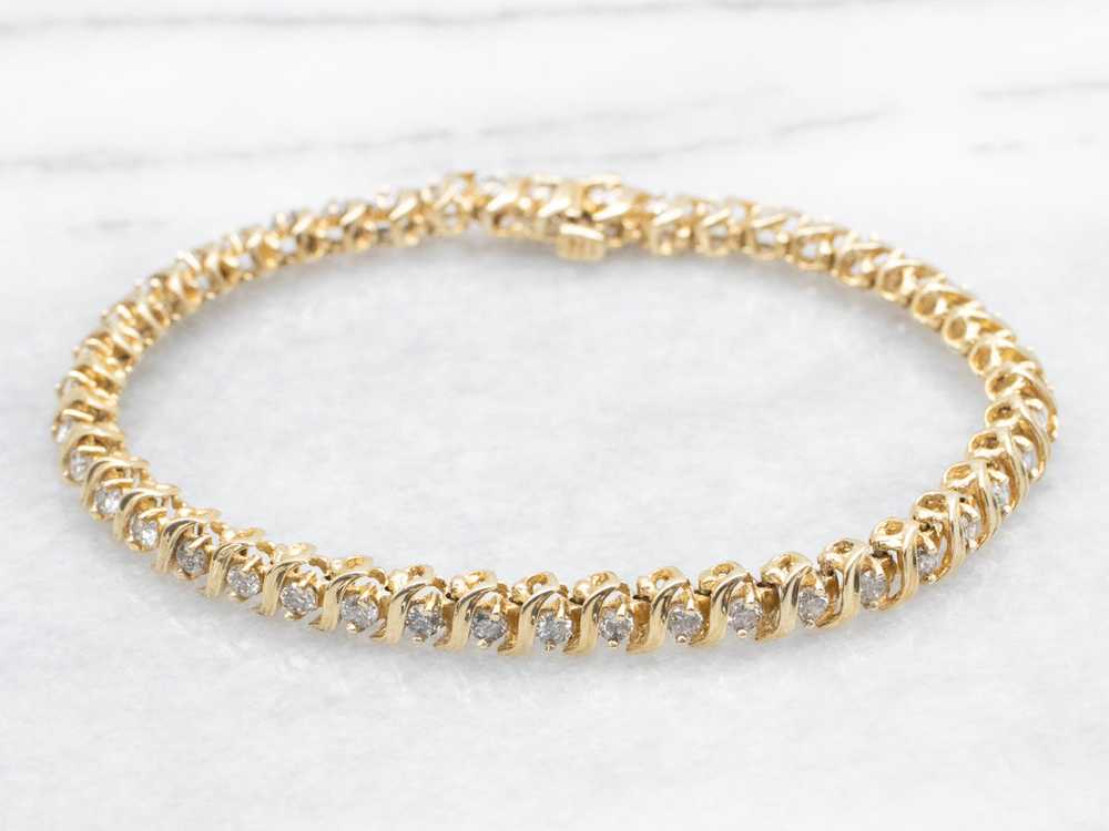 Modern Gold Diamond Tennis Bracelet - image 2