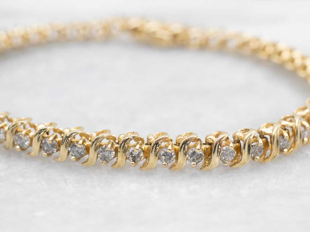 Modern Gold Diamond Tennis Bracelet - image 3