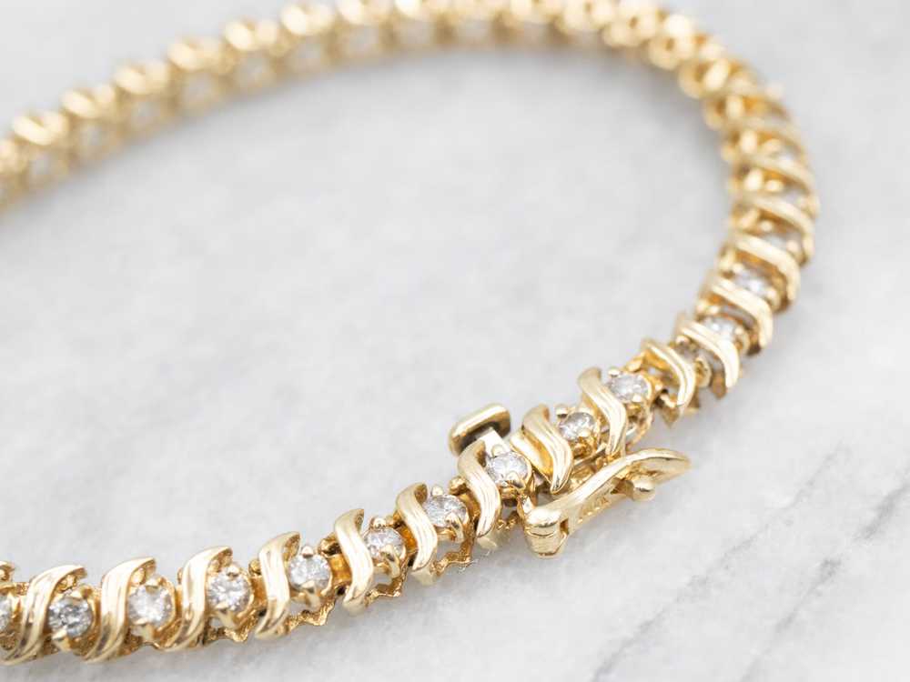 Modern Gold Diamond Tennis Bracelet - image 4